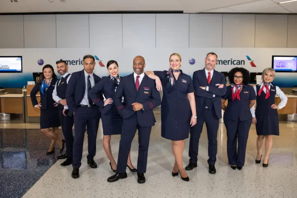 Picture of American Airlines Flight Attendant uniform current as of  2022